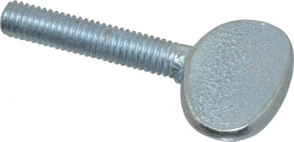 Value Collection - M6x1.00 Oval Shoulderless Grade 2 Steel Thumb Screw - 30mm OAL, 6mm Head Diam x 16.5mm Head Height, Zinc-Plated Finish - Eagle Tool & Supply