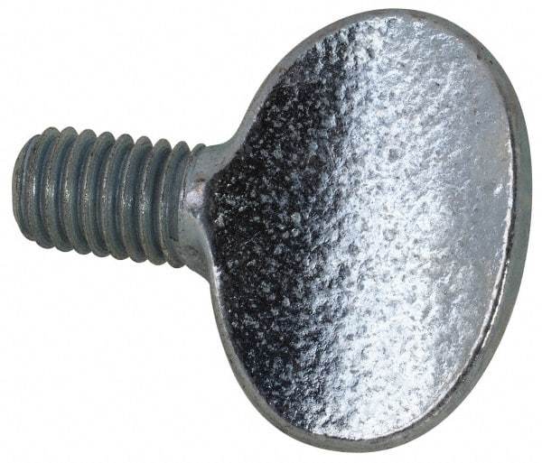 Value Collection - M8x1.25 Oval Shoulderless Grade 2 Steel Thumb Screw - 12mm OAL, 8mm Head Diam x 19.5mm Head Height, Zinc-Plated Finish - Eagle Tool & Supply
