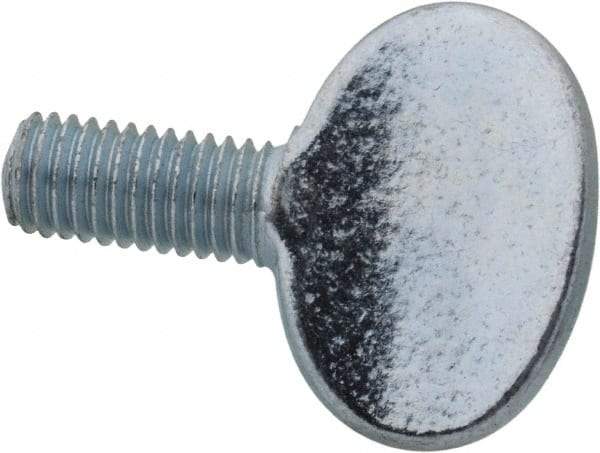 Value Collection - M8x1.25 Oval Shoulderless Grade 2 Steel Thumb Screw - 16mm OAL, 8mm Head Diam x 19.5mm Head Height, Zinc-Plated Finish - Eagle Tool & Supply