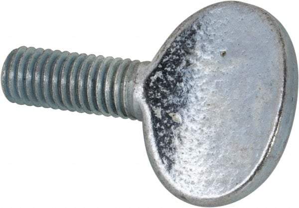 Value Collection - M8x1.25 Oval Shoulderless Grade 2 Steel Thumb Screw - 20mm OAL, 8mm Head Diam x 19.5mm Head Height, Zinc-Plated Finish - Eagle Tool & Supply