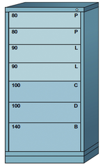 59.25 x 28.25 x 30'' (7 Drawers) - Pre-Engineered Modular Drawer Cabinet Eye-Level (77 Compartments) - Eagle Tool & Supply