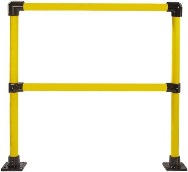 Hollaender - 4' Long x 42" High, Steel Straight Railing - 1.9" Pipe, Includes 2 Sub Assembled Posts, 2 Horizontal Rails, Bag with 2 Flanges, Instructions, Assembly Tool - Eagle Tool & Supply