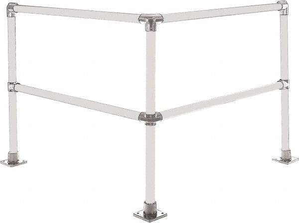 Hollaender - 4' Long x 42" High, Aluminum Corner Section - 1.9" Pipe, Includes 3 Sub Assembled Posts, 4 Horizontal Rails, Bag with 3 Flanges, Instructions, Assembly Tool - Eagle Tool & Supply