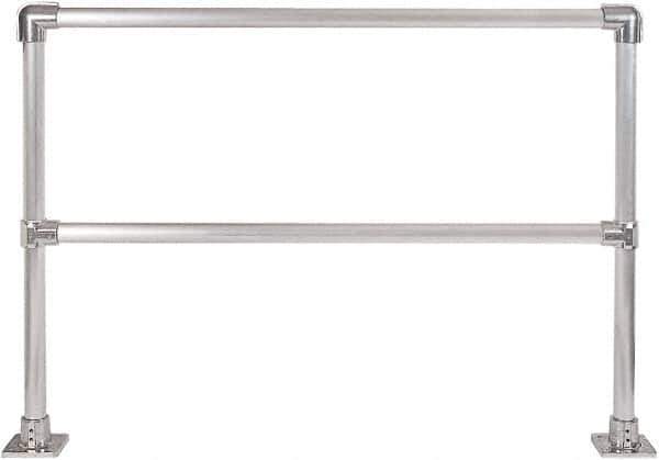 Hollaender - 6' Long x 6-1/2" High, Aluminum Straight Railing - 1.9" Pipe, Includes 2 Sub Assembled Posts, 2 Horizontal Rails, Bag with 2 Flanges, Instructions, Assembly Tool - Eagle Tool & Supply