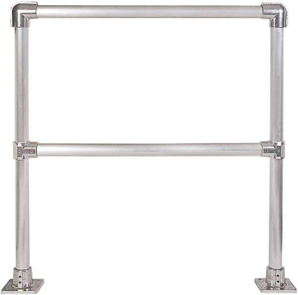 Hollaender - 4' Long x 42" High, Aluminum Straight Railing - 1.9" Pipe, Includes 2 Sub Assembled Posts, 2 Horizontal Rails, Bag with 2 Flanges, Instructions, Assembly Tool - Eagle Tool & Supply