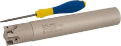 Iscar - 1-1/4" Cut Diam, 0.315" Max Depth of Cut, 1-1/4" Shank Diam, 7.87" OAL, Indexable Square Shoulder Helical End Mill - H490 AN.X 09 Inserts, Cylindrical Shank, 90° Lead Angle, Through Coolant, Series Helido - Eagle Tool & Supply