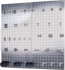 Triton - 18" Wide x 36" High Peg Board Kit - 2 Panels, 32 Hooks, Stainless Steel, Silver - Eagle Tool & Supply
