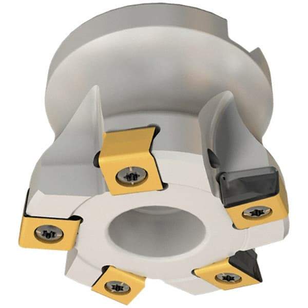 Iscar - 4 Inserts, 40mm Cut Diam, 16mm Arbor Diam, Indexable Square-Shoulder Face Mill - 0/90° Lead Angle, 40mm High, HTP LNHT 1006 Insert Compatibility, Through Coolant, Series TangPlunge - Eagle Tool & Supply