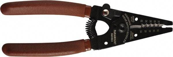 Paramount - 30 to 22 AWG Capacity Wire Stripper - 6" OAL, Plastic Dipped Handle - Eagle Tool & Supply