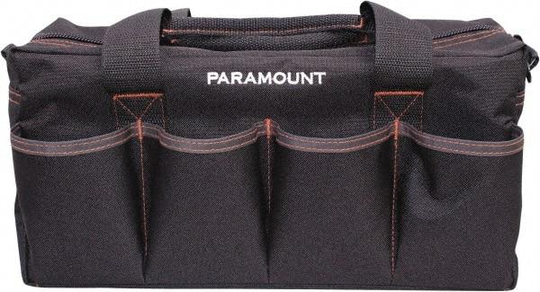 Paramount - 16 Pocket Black & Brown Polyester Tool Bag - 14" Wide x 5-1/2" Deep x 6" High - Eagle Tool & Supply