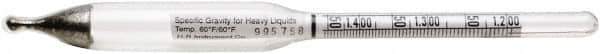 H-B Instruments - 165mm Long, Steel Specific Gravity Hydrometer - 0.005 Graduation, 1.00/1.25 Specific Gravity - Eagle Tool & Supply