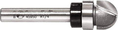 Amana Tool - 1/2" Cut Diam, 3/8" Length of Cut, 2 Flute Core Box Edge Profile Router Bit - Carbide-Tipped, 1/4" Shank Diam, 2" OAL, Uncoated - Eagle Tool & Supply