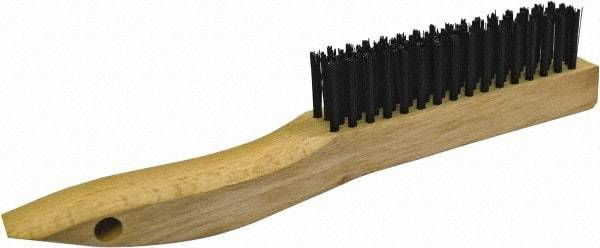 Gordon Brush - 4 Rows x 16 Columns Steel Plater Brush - 4-3/4" Brush Length, 10" OAL, 1-1/8 Trim Length, Wood Shoe Handle - Eagle Tool & Supply