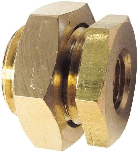 Legris - 3/8 Male Thread x 3/8 Female Thread, Brass Industrial Pipe Male/Female Bulkhead - FBSPP x MBSPP, 3,626 psi - Eagle Tool & Supply