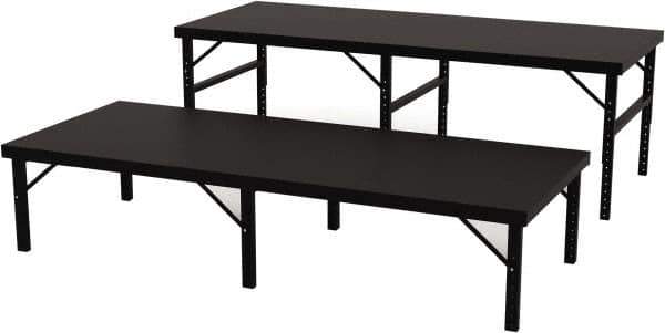 Valley Craft - 48 Wide x 120" Deep x 28" High, Steel Work Table - 14 Gauge Stainless Steel Top, Adjustable Height Legs, Gray - Eagle Tool & Supply