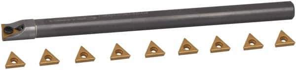 Hertel - 0.438" Min Diam Smallest Bar, 0.438" Min Diam Largest Bar, Carbide Indexable Boring Bar Set - TP.. Insert, HBBQ Toolholder, 3-3/4" Max Bore Depth, Through Coolant - Eagle Tool & Supply