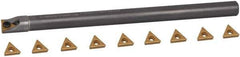 Hertel - 0.438" Min Diam Smallest Bar, 0.438" Min Diam Largest Bar, Carbide Indexable Boring Bar Set - TP.. Insert, HBBQ Toolholder, 3-3/4" Max Bore Depth, Through Coolant - Eagle Tool & Supply