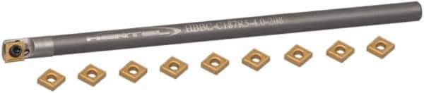 Hertel - 0.208" Min Diam Smallest Bar, 0.208" Min Diam Largest Bar, Carbide Indexable Boring Bar Set - CD.. Insert, HBBQ Toolholder, 1-7/8" Max Bore Depth, Through Coolant - Eagle Tool & Supply