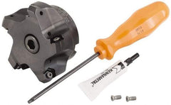 Kennametal - 3" Cut Diam, 1" Arbor Hole, 3.23mm Max Depth of Cut, 45° Indexable Chamfer & Angle Face Mill - 5 Inserts, HNGJ 0604... Insert, Right Hand Cut, 5 Flutes, Through Coolant, Series Dodeka Mini - Eagle Tool & Supply