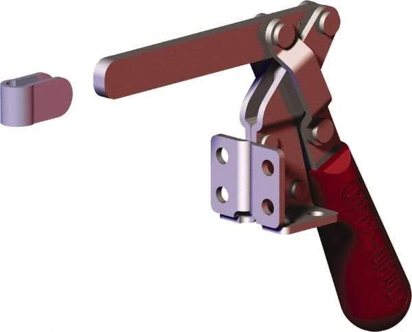 De-Sta-Co - 400 Lb Holding Capacity, Vertical Handle, Manual Hold Down Toggle Clamp - 60° Handle Movement, 185° Bar Opening, Solid Bar, Flanged Base, Carbon Steel - Eagle Tool & Supply
