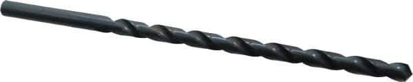 Cleveland - 1/2", 118° Point, Spiral Flute, High Speed Steel Taper Length Drill Bit - Oxide Finish, 9" Flute Length, 12" OAL, Series 950E - Eagle Tool & Supply