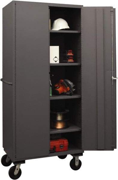 Durham - 4 Shelf Locking Storage Cabinet - Steel, 36" Wide x 24" Deep x 80" High, Gray - Eagle Tool & Supply