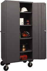 Durham - 4 Shelf Locking Storage Cabinet - Steel, 36" Wide x 24" Deep x 80" High, Gray - Eagle Tool & Supply