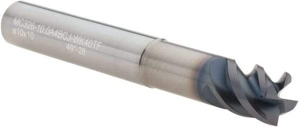 Walter-Prototyp - 10.01mm, 10mm LOC, 10mm Shank Diam, 3" OAL, 4 Flute, Solid Carbide Square End Mill - Single End, TiAlN Finish, Helical Flute, Centercutting, Right Hand Cut, Right Hand Flute - Eagle Tool & Supply