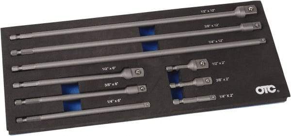 OTC - 1/4, 3/8 & 1/2" Drive Socket Extension Set - 9 Pieces, Includes 2, 6, 12" Lengths - Eagle Tool & Supply