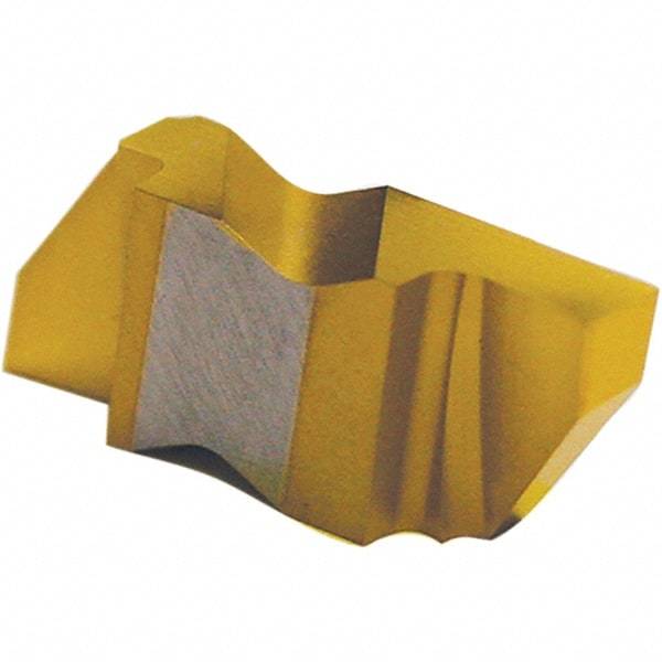Tool-Flo - 6375FLG Grade GP50E, 9.53mm Cutting Width Carbide Grooving Insert - 6.35mm Max Depth of Cut, Left Hand, 0.03 to 0.035" Corner Radius, TiN Finish - Eagle Tool & Supply