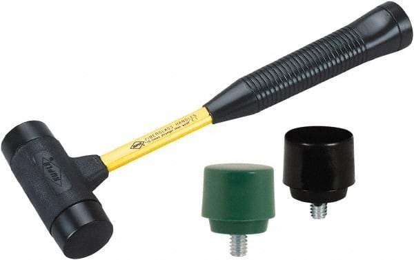 NUPLA - 1/2 Lb Head 1" Face Zinc Nonmarring Hammer without Faces - Fiberglass Handle - Eagle Tool & Supply