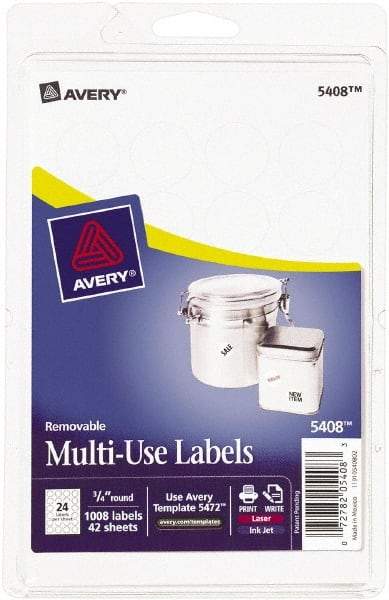 AVERY - 3/4" Wide x 3/4" Long, White Paper Color Coding Labels - For Multi-Use - Eagle Tool & Supply