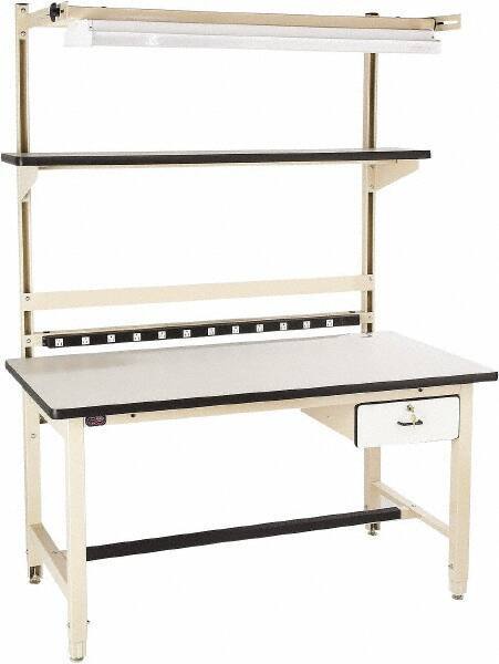 Proline - 60 Wide x 30" Deep x 36" High, Static Dissipative Workbench - Adjustable Height Legs, Beige - Eagle Tool & Supply