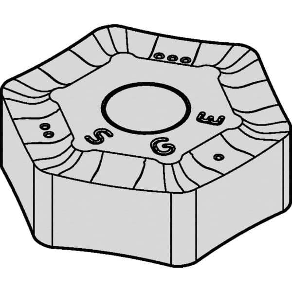 Kennametal - HNPX5354 GE Grade KCK15 Carbide Milling Insert - TiN/TiCN/Al2O3 Finish, 0.219" Thick, 0.638" Inscribed Circle, 1/16" Corner Radius - Eagle Tool & Supply