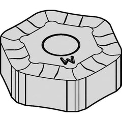 Kennametal - HNHX53 GE Grade KCK15 Carbide Milling Insert - TiN/TiCN/Al2O3 Finish, 0.219" Thick, 0.638" Inscribed Circle, 3/64" Corner Radius - Eagle Tool & Supply