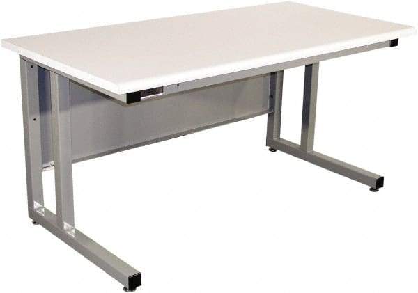 Proline - 72 Wide x 30" Deep x 30" High, Plastic Laminate Workbench - Fixed Legs With Adjustable Height Glides, Gray - Eagle Tool & Supply