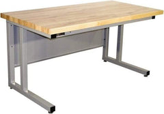 Proline - 72 Wide x 30" Deep x 30" High, Butcher Block Maple Workbench - Fixed Legs With Adjustable Height Glides, Gray - Eagle Tool & Supply