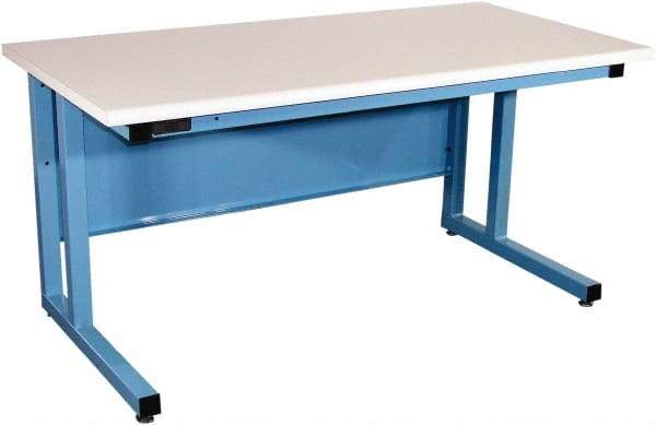 Proline - 72 Wide x 30" Deep x 30" High, Plastic Laminate Workbench - Fixed Legs With Adjustable Height Glides, Blue - Eagle Tool & Supply