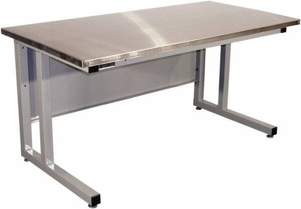 Proline - 72 Wide x 30" Deep x 30" High, Stainless Steel Workbench - Fixed Legs With Adjustable Height Glides, Gray - Eagle Tool & Supply