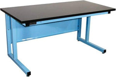 Proline - 72 Wide x 30" Deep x 30" High, Chem-Guard Workbench - Fixed Legs With Adjustable Height Glides, Blue - Eagle Tool & Supply