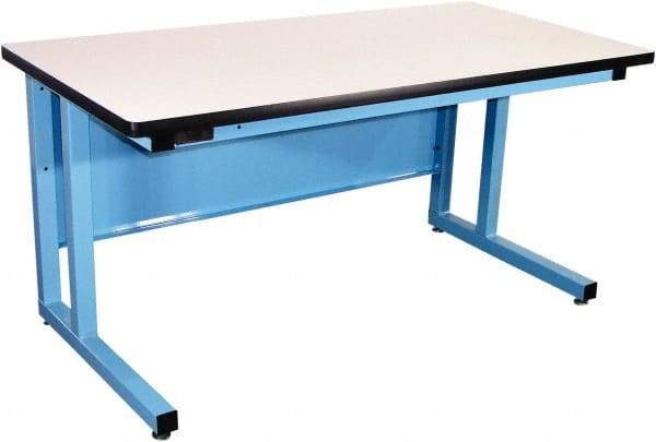 Proline - 72 Wide x 30" Deep x 30" High, Plastic Laminate Workbench - Fixed Legs With Adjustable Height Glides, Blue - Eagle Tool & Supply