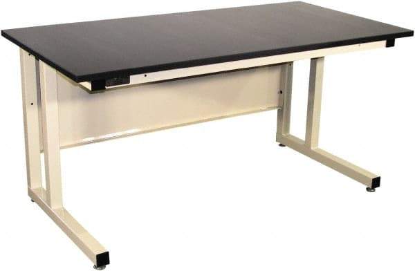 Proline - 72 Wide x 30" Deep x 30" High, Epoxy Resin Workbench - Fixed Legs With Adjustable Height Glides, Beige - Eagle Tool & Supply