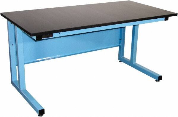 Proline - 60 Wide x 30" Deep x 30" High, Epoxy Resin Workbench - Fixed Legs With Adjustable Height Glides, Blue - Eagle Tool & Supply