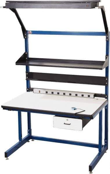 Proline - 60 Wide x 30" Deep x 36" High, Static Dissipative Workbench - Adjustable Height Legs, Blue & Black - Eagle Tool & Supply