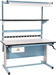 Proline - 60 Wide x 30" Deep x 42" High, Plastic Laminate Workbench - Adjustable Height Legs, Blue - Eagle Tool & Supply