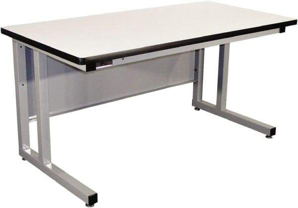 Proline - 60 Wide x 30" Deep x 30" High, Plastic Laminate Workbench - Fixed Legs With Adjustable Height Glides, Gray - Eagle Tool & Supply