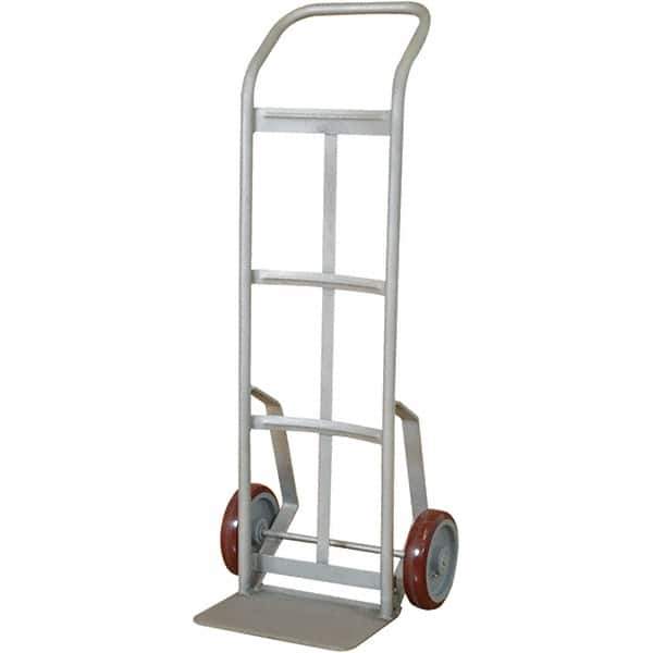 Wesco Industrial Products - 600 Lb Capacity 48" OAH Hand Truck - 7-1/2 x 14" Base Plate, Swept Back, Continuous Handle, Stainless Steel, Polyurethane Wheels - Eagle Tool & Supply