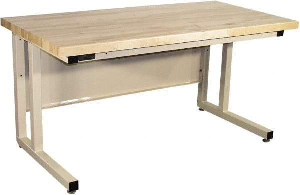 Proline - 60 Wide x 30" Deep x 30" High, Butcher Block Maple Workbench - Fixed Legs With Adjustable Height Glides, Beige - Eagle Tool & Supply