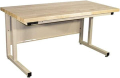 Proline - 60 Wide x 30" Deep x 30" High, Butcher Block Maple Workbench - Fixed Legs With Adjustable Height Glides, Beige - Eagle Tool & Supply