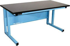 Proline - 60 Wide x 30" Deep x 30" High, Chem-Guard Workbench - Fixed Legs With Adjustable Height Glides, Blue - Eagle Tool & Supply